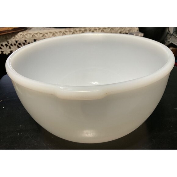 Glasbake 4 Qt White Milk Glass Mixing Bowl Sunbeam Replacement Durable Design - Picture 4 of 8